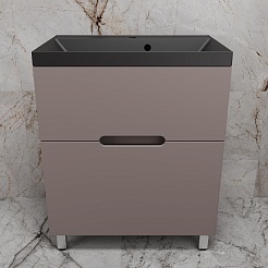 Style Line Тумба с кварцевой раковиной антрацит Матис 70 тауп темный – фотография-2